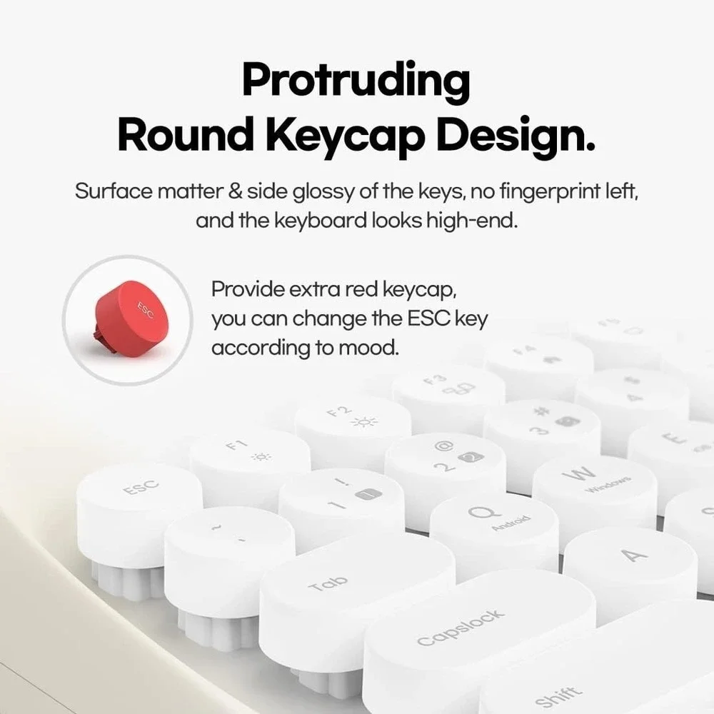 Wireless‎ Retro Typewriter Keyboard, Ivory Butter, USB Rechargeable, Round Keys
